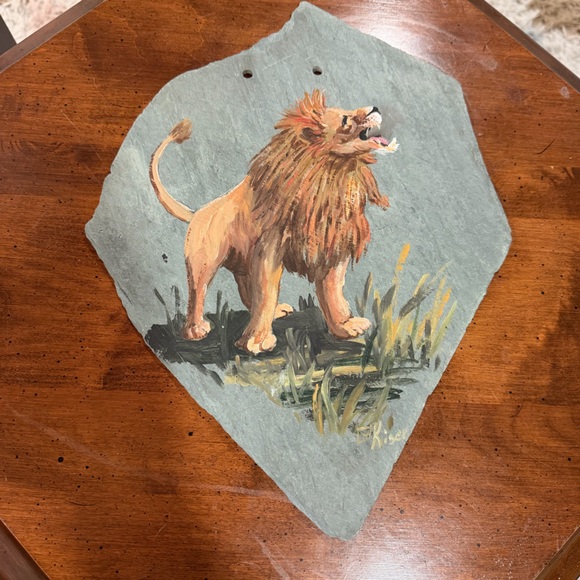 Other - Kiser Hand Painted Slate Lion  Animal Print Wall Decor